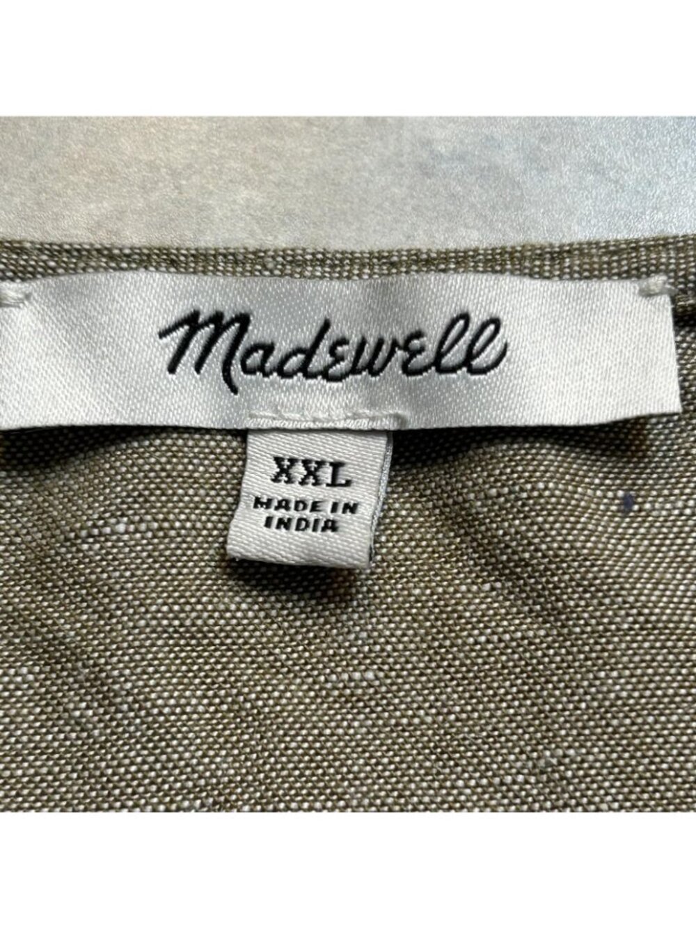 Madewell Dress Womens XXL Mini Beige Linen Blend Alexandra Button Front Pockets - Picture 2 of 12